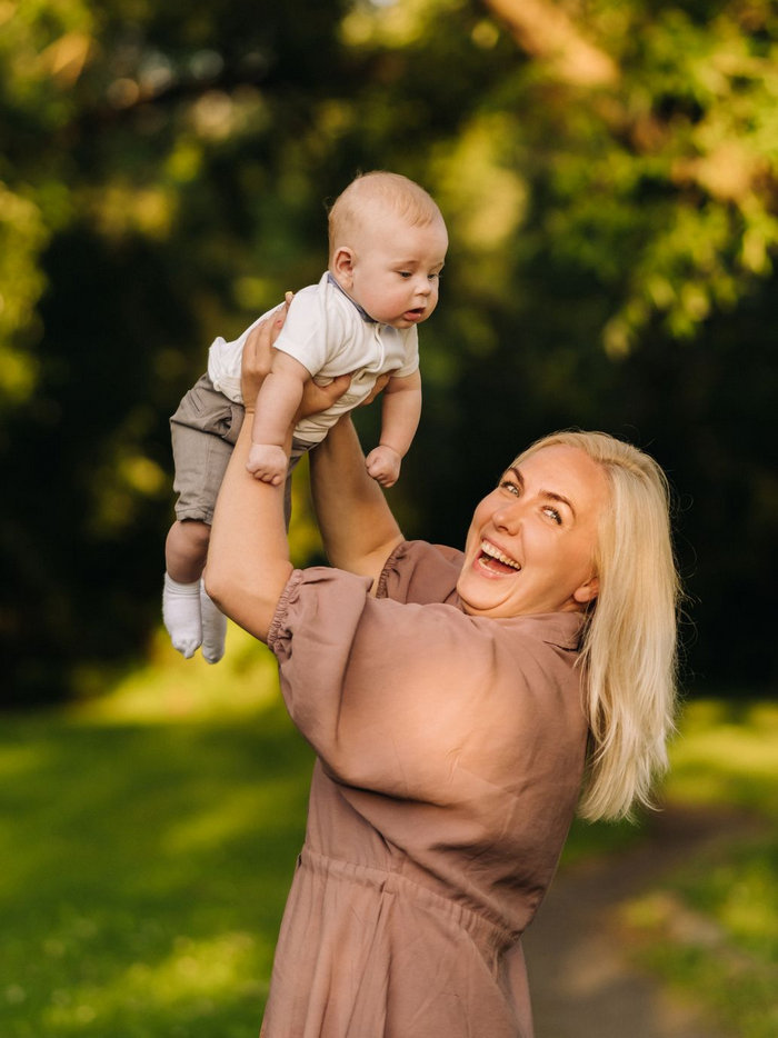 amelia and her baby in the park