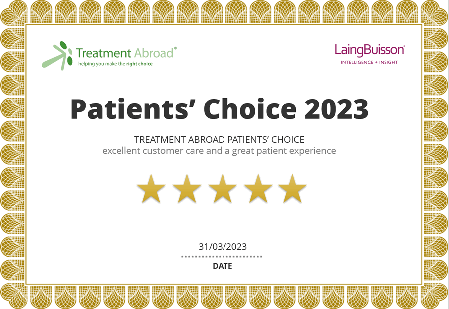 award voor kliniek embio, patients’ choice award 2023