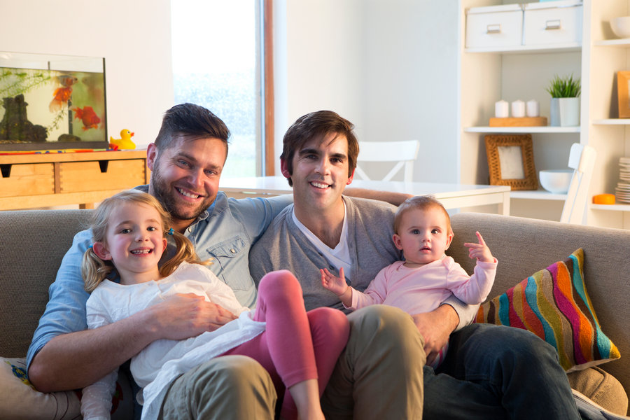 gay male couple with their children