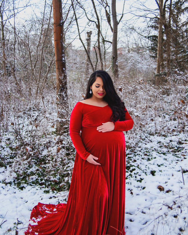 pregnant woman in the snow