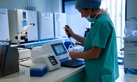 Women working in lab